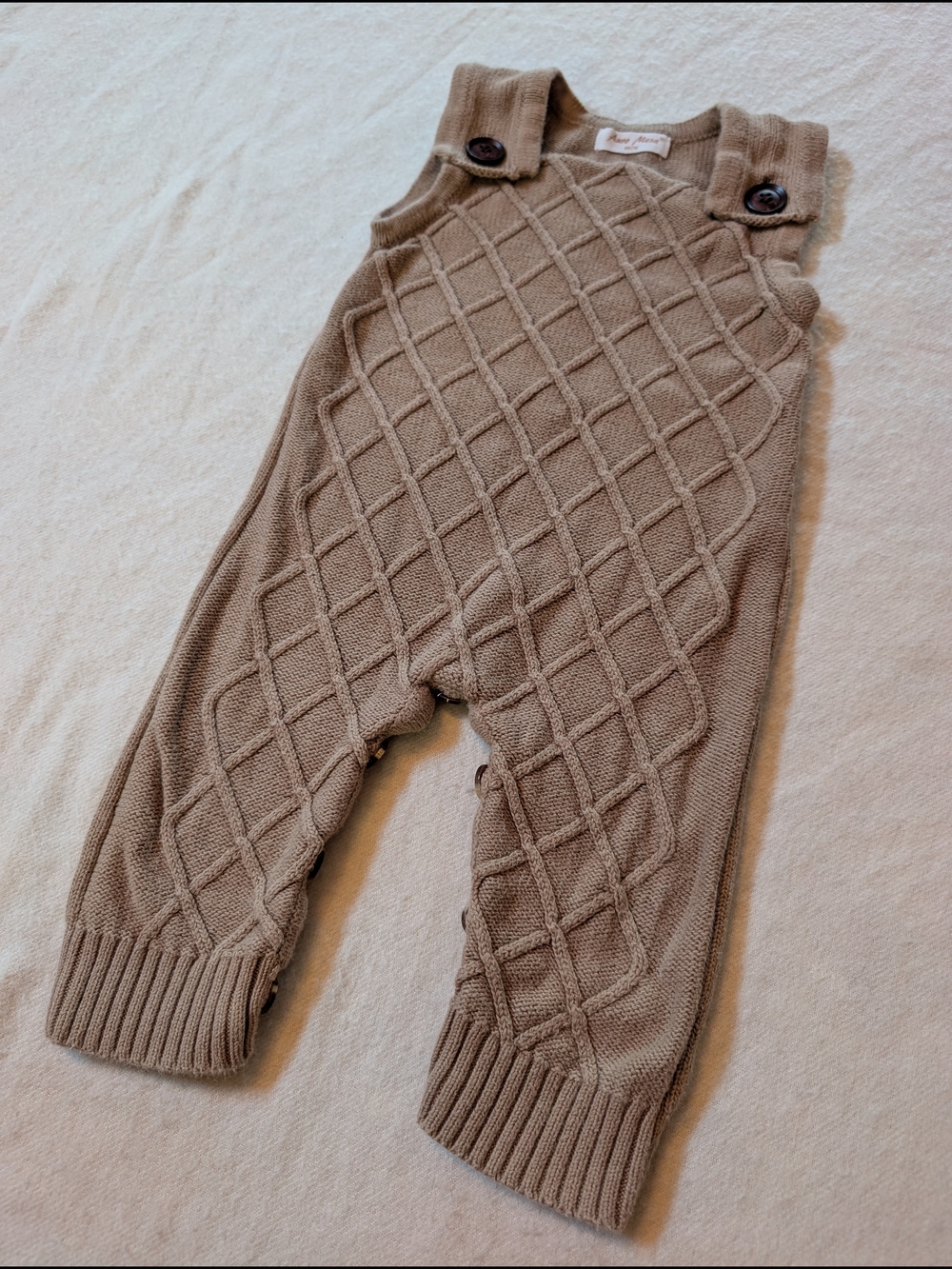 100% Cotton Auro Mesa Knit Cable Overall Romper 3-6 Months (66CM)